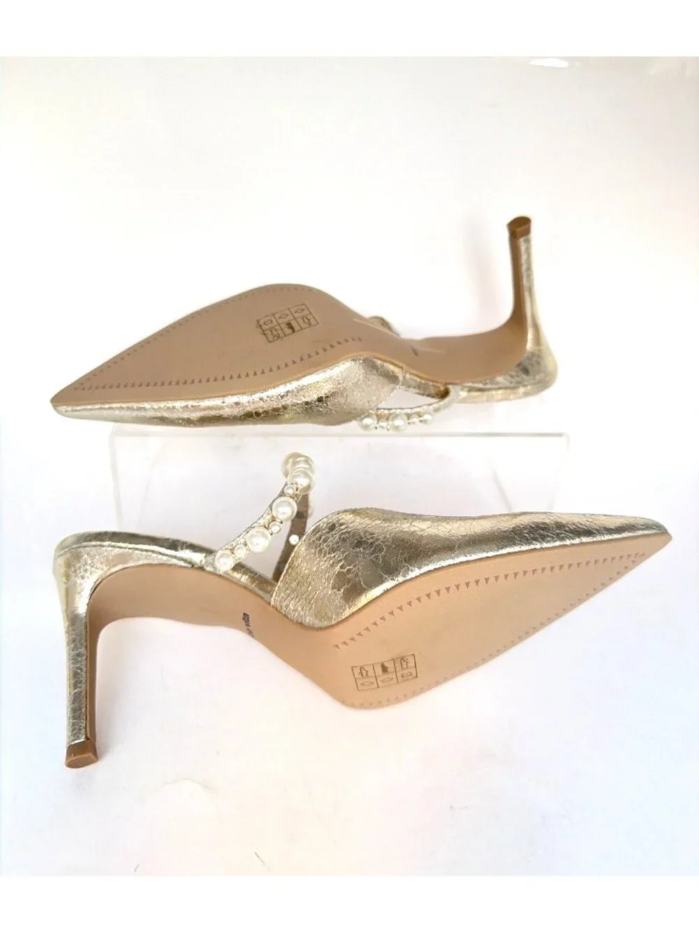 Dolce Vita Kanika Pointed Toe Pumps Vintage Gold Pearls Womens Size 7.5